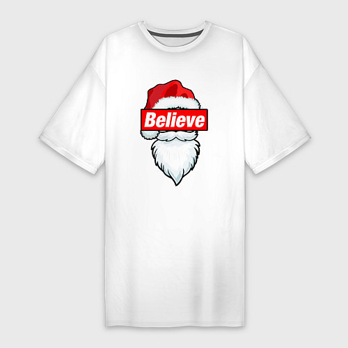 Женская футболка-платье I Believe In Santa Я Верю В Санту / Белый – фото 1