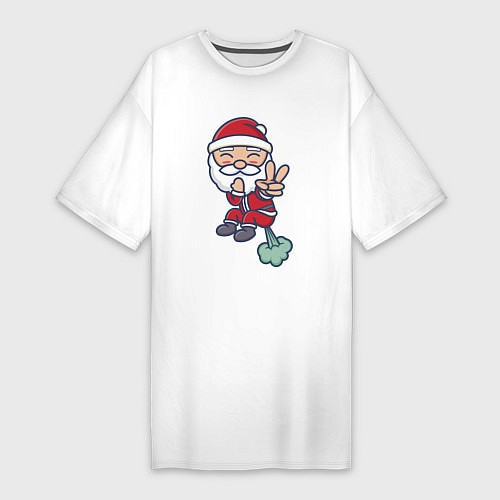 Женская футболка-платье Плохой Санта испортил воздух / Белый – фото 1