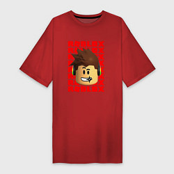 Футболка женская-платье ROBLOX RED LOGO LEGO FACE, цвет: красный