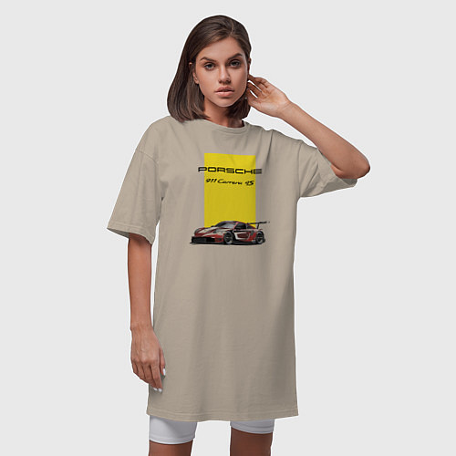 Женская футболка-платье Porsche Carrera 4S Motorsport / Миндальный – фото 3