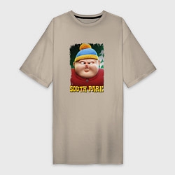 Футболка женская-платье Eric Cartman 3D South Park, цвет: миндальный