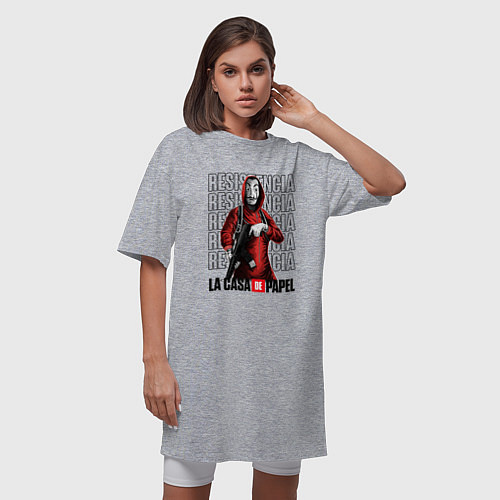 Женская футболка-платье БУМАЖНЫЙ ДОМ, СОЛДАТ С ОРУЖИЕМ / Меланж – фото 3