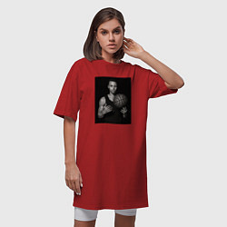 Футболка женская-платье Портрет Стефена Карри, цвет: красный — фото 2