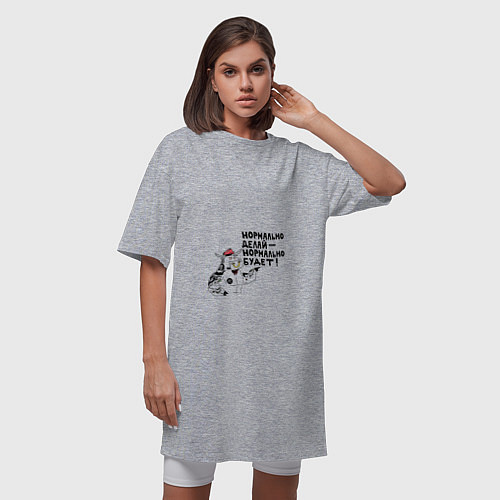 Женская футболка-платье Нормальный бык / Меланж – фото 3