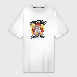 Женская футболка-платье Gaming Santa
