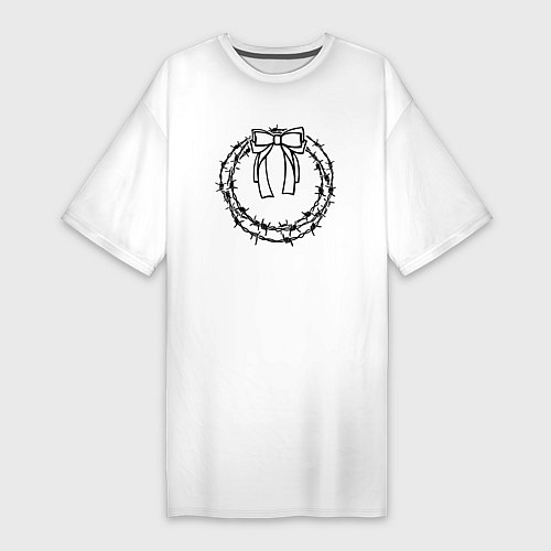 Женская футболка-платье Рождественский веночек черный / Белый – фото 1