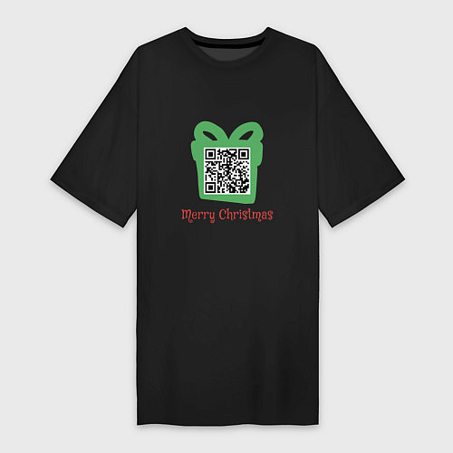 Женская футболка-платье QR Christmas / Черный – фото 1