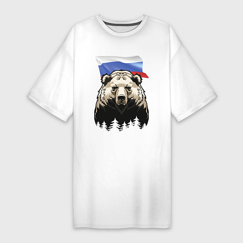 Женская футболка-платье Русский спокойный хозяин леса / Белый – фото 1