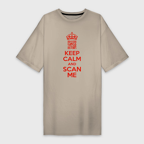 Женская футболка-платье Keep calm and scan me - fuck off / Миндальный – фото 1