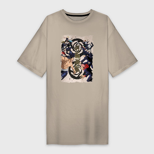 Женская футболка-платье Магическая битва Jujutsu Kaisen / Миндальный – фото 1