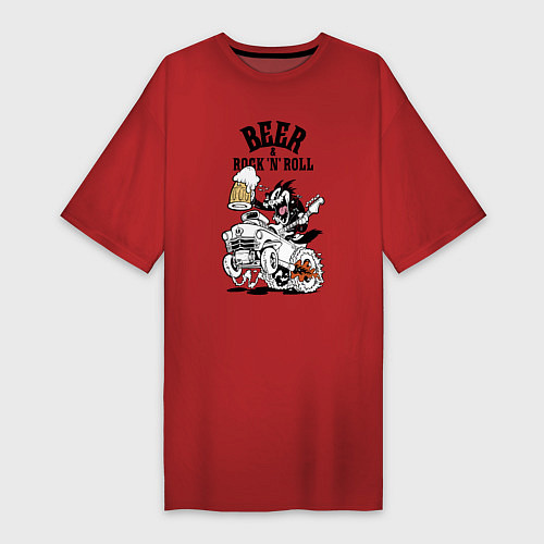 Женская футболка-платье Beer & RocknRoll / Красный – фото 1