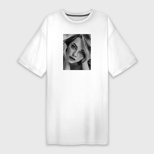 Женская футболка-платье Эмма Стоун / Белый – фото 1