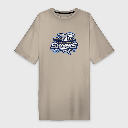 Женская футболка-платье Wilmington sharks -baseball team / Миндальный – фото 1