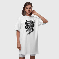 Футболка женская-платье Snake skull, цвет: белый — фото 2