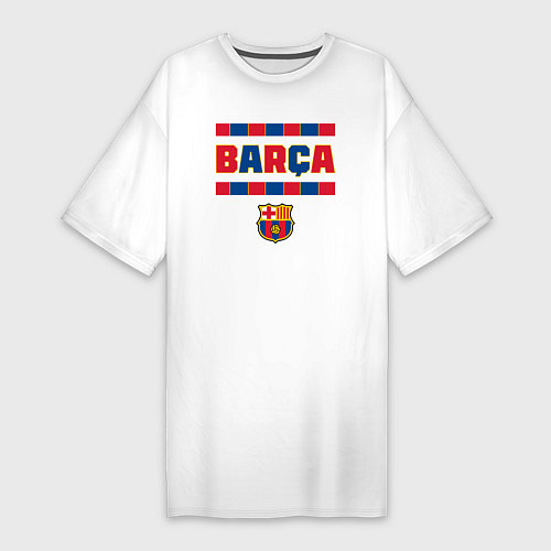Женская футболка-платье Barcelona FC ФК Барселона / Белый – фото 1