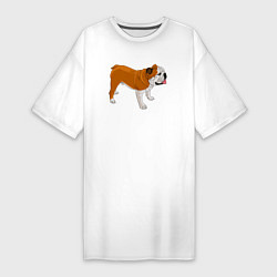 Женская футболка-платье Английский бульдог рисунок собаки