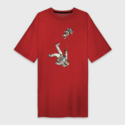Женская футболка-платье Космическое выгуливание пса