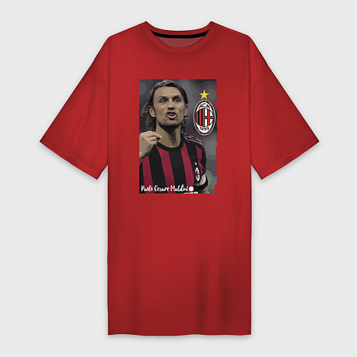 Женская футболка-платье Paolo Cesare Maldini - Milan, captain / Красный – фото 1