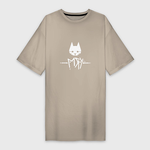 Женская футболка-платье Stray Game Meow Кот бродяга Мяу / Миндальный – фото 1