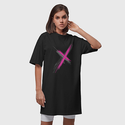 Женская футболка-платье Коллекция Get inspired! Pink cross Абстракция P-cr / Черный – фото 3