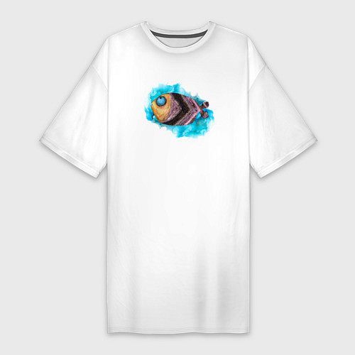 Женская футболка-платье Забавная рыбка / Белый – фото 1