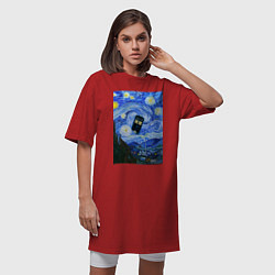 Футболка женская-платье Тардис в Звездной Ночи, цвет: красный — фото 2