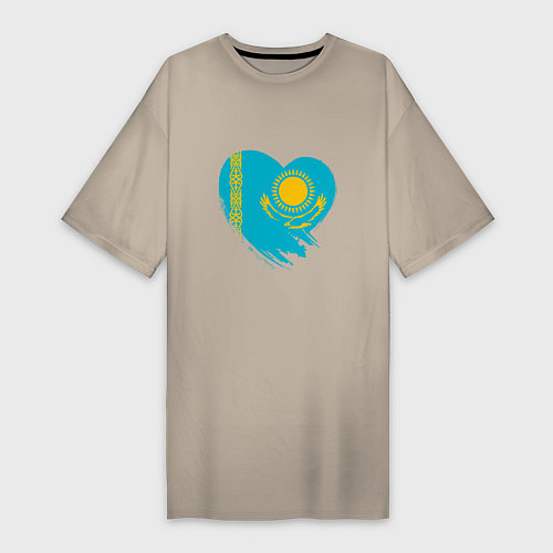 Женская футболка-платье Сердце - Казахстан / Миндальный – фото 1