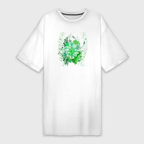 Женская футболка-платье Пышная яркая зелень / Белый – фото 1