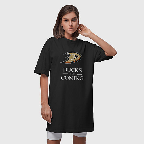 Женская футболка-платье Ducks Are Coming, Анахайм Дакс, Anaheim Ducks / Черный – фото 3