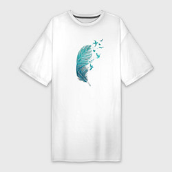 Женская футболка-платье Перья и птицы