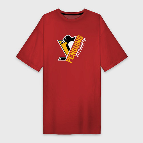 Женская футболка-платье Pittsburgh Penguins Питтсбург Пингвинз / Красный – фото 1