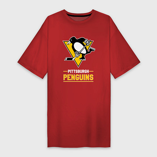 Женская футболка-платье Питтсбург Пингвинз , Pittsburgh Penguins / Красный – фото 1