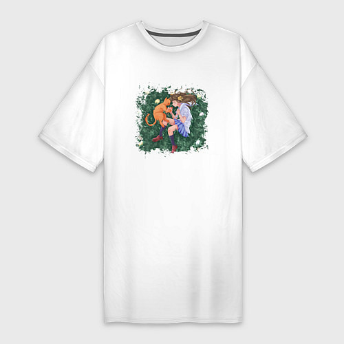 Женская футболка-платье Тору на траве / Белый – фото 1
