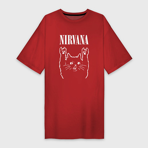 Женская футболка-платье Nirvana Rock Cat, НИРВАНА / Красный – фото 1