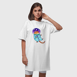 Футболка женская-платье Кот в космосе 2022 две стороны, цвет: белый — фото 2