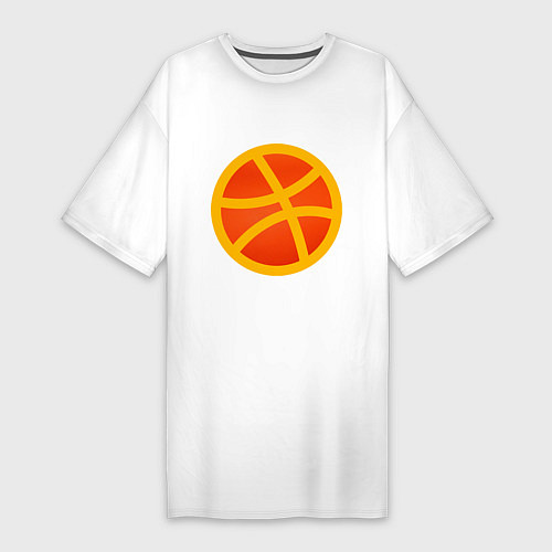 Женская футболка-платье Баскетбольный неоновый мяч / Белый – фото 1