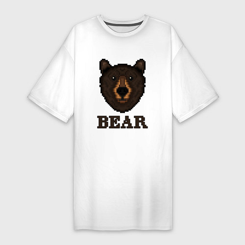 Женская футболка-платье Пиксельный медведь / Белый – фото 1