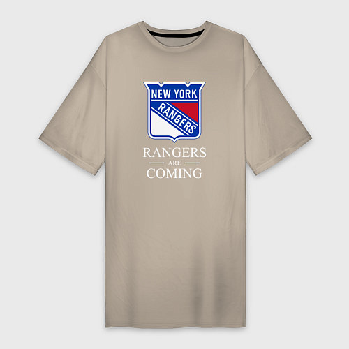 Женская футболка-платье Rangers are coming, Нью Йорк Рейнджерс, New York R / Миндальный – фото 1