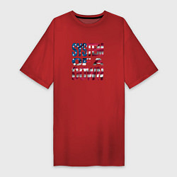 Футболка женская-платье System of a Down Флаг США, цвет: красный