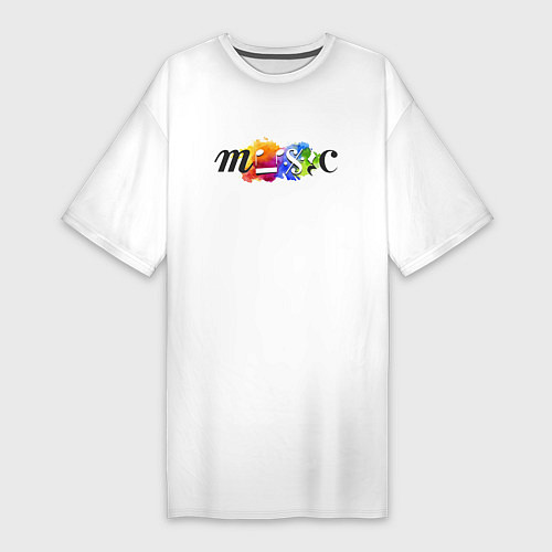 Женская футболка-платье Music Цветная Портрет / Белый – фото 1