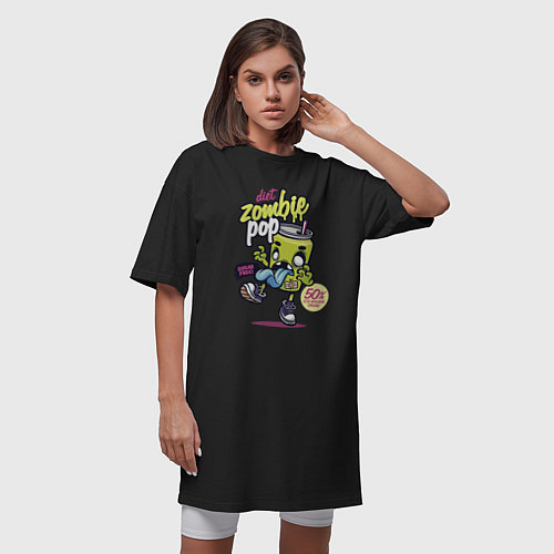 Женская футболка-платье Diet Zombie Pop Sugar free Pop art / Черный – фото 3