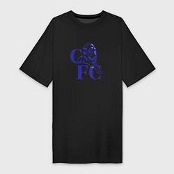 Футболка женская-платье Chelsea Челси Ретро логотип, цвет: черный