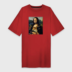 Женская футболка-платье Shiba Inu Mona Lisa