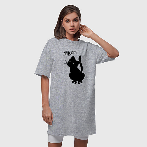 Женская футболка-платье Кошка Луна Meow / Меланж – фото 3
