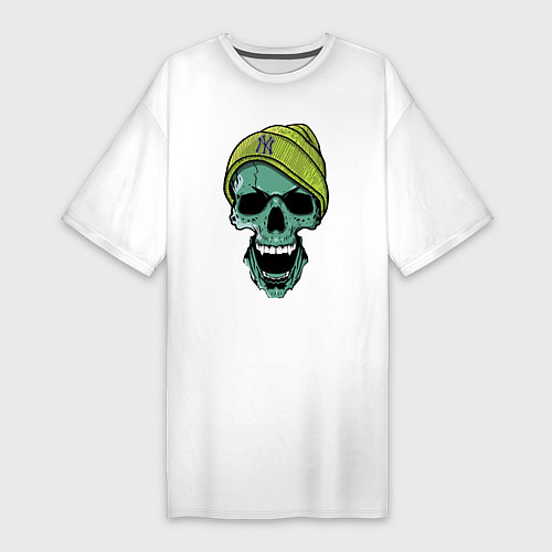 Женская футболка-платье New York Yankees Cool skull / Белый – фото 1