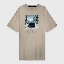Женская футболка-платье Lexus - зимняя дорога