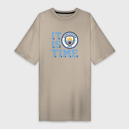 Женская футболка-платье It is Manchester City Time / Миндальный – фото 1