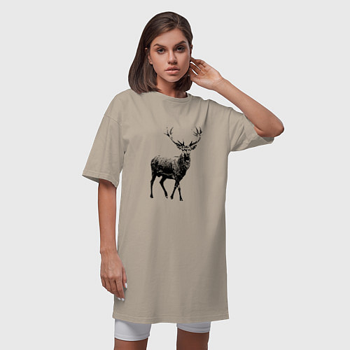 Женская футболка-платье Черный олень Black Deer / Миндальный – фото 3