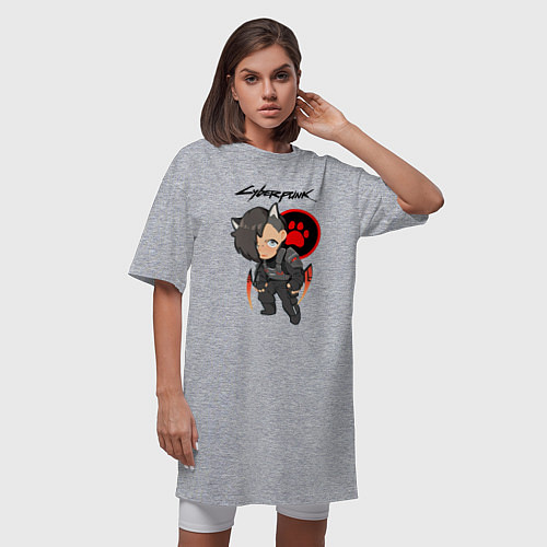 Женская футболка-платье Cyberpunk Vi Ви / Меланж – фото 3