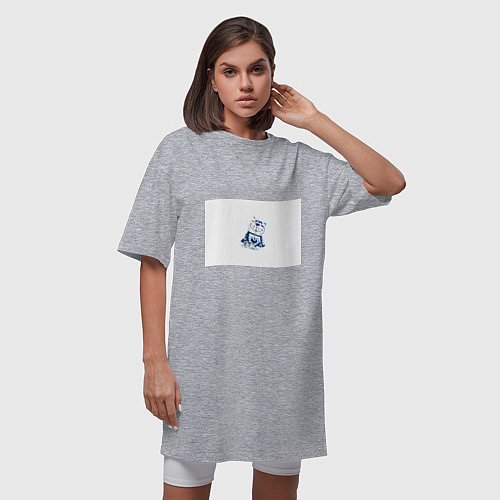 Женская футболка-платье Gzhel the cat / Меланж – фото 3